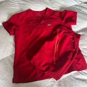 Red FIGS Scrubs Set
